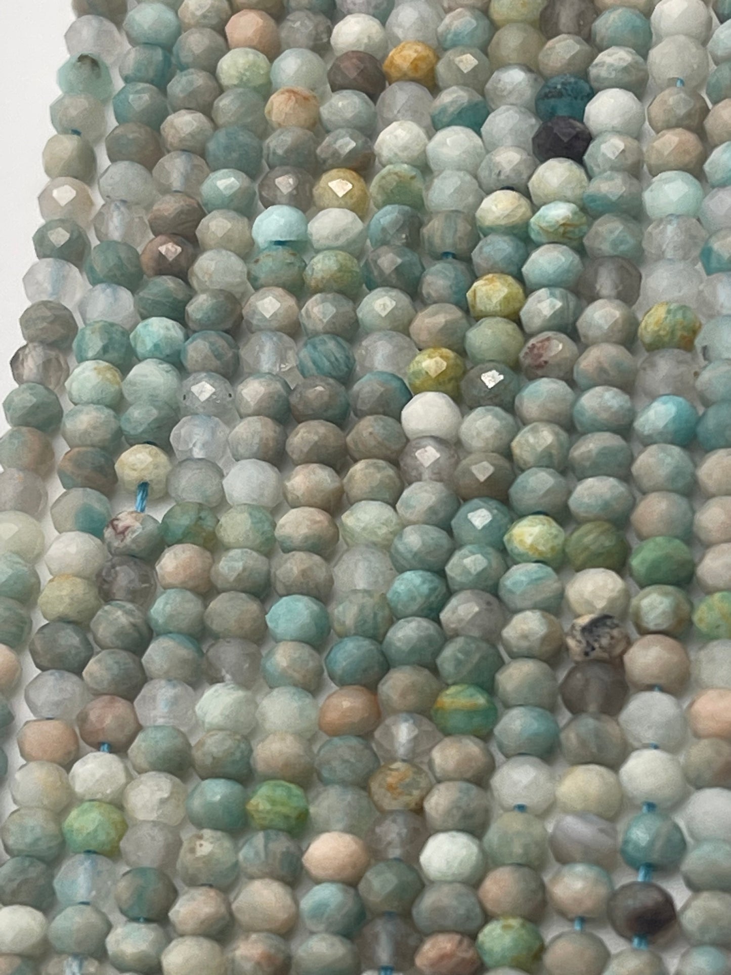 4mm Faceted Amazonite Rondell Bead Strand.