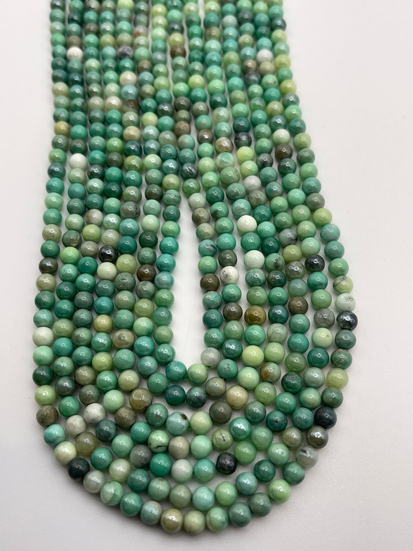 4mm Green Opal Round Smooth Bead Strand.
