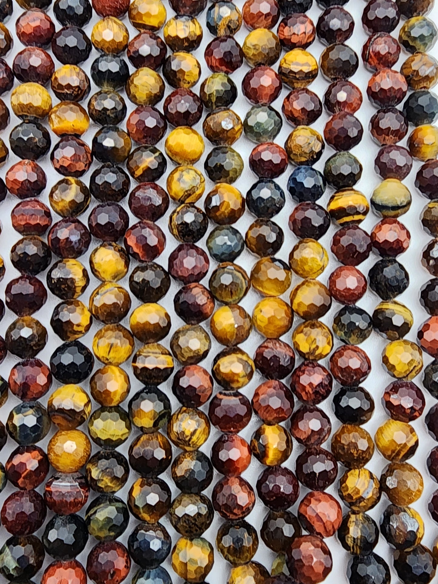6mm Fac Tigers Eye Mixed Round Bead Strand.