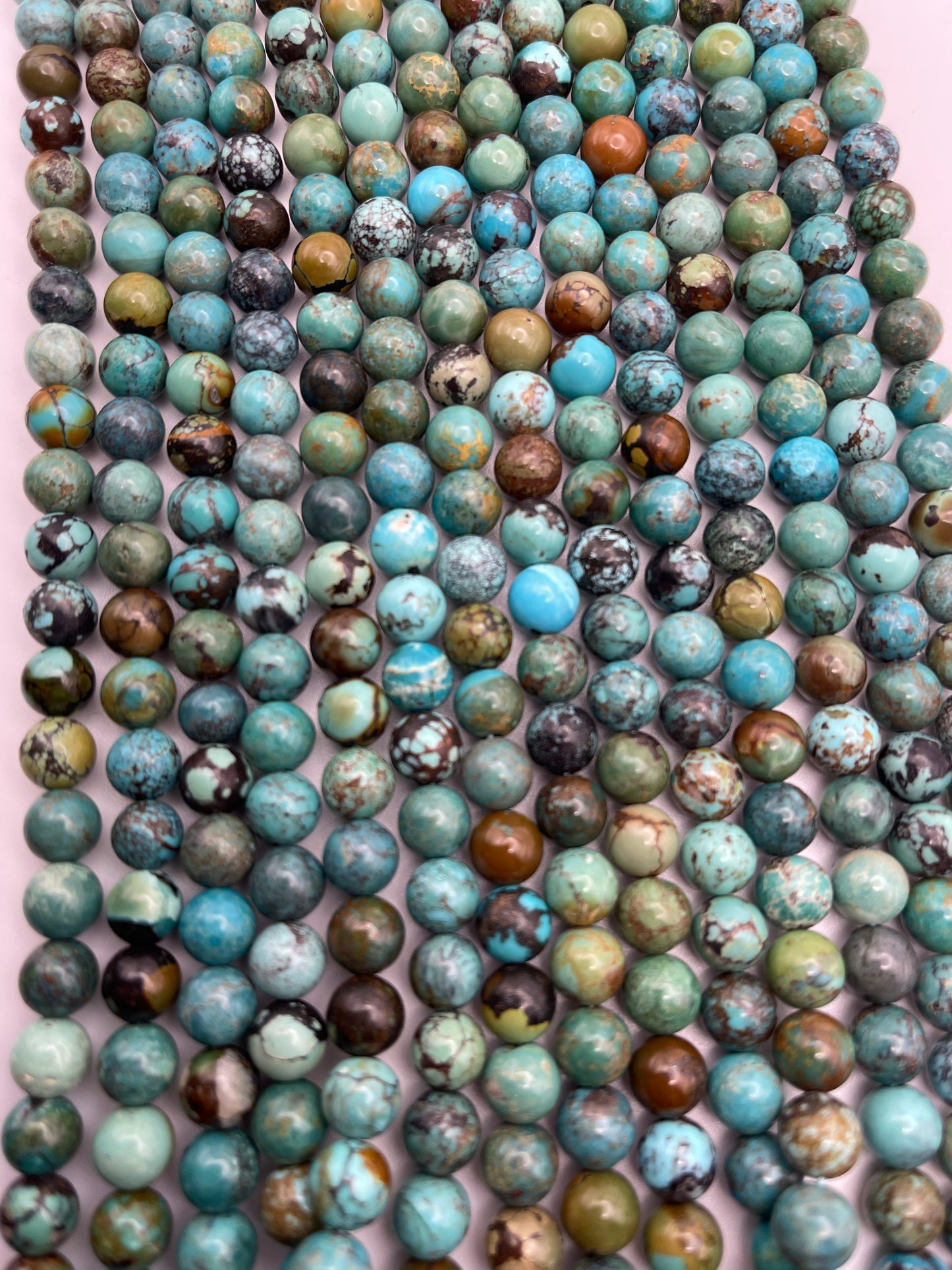 8mm Turquoise Round Smooth Bead Strand.