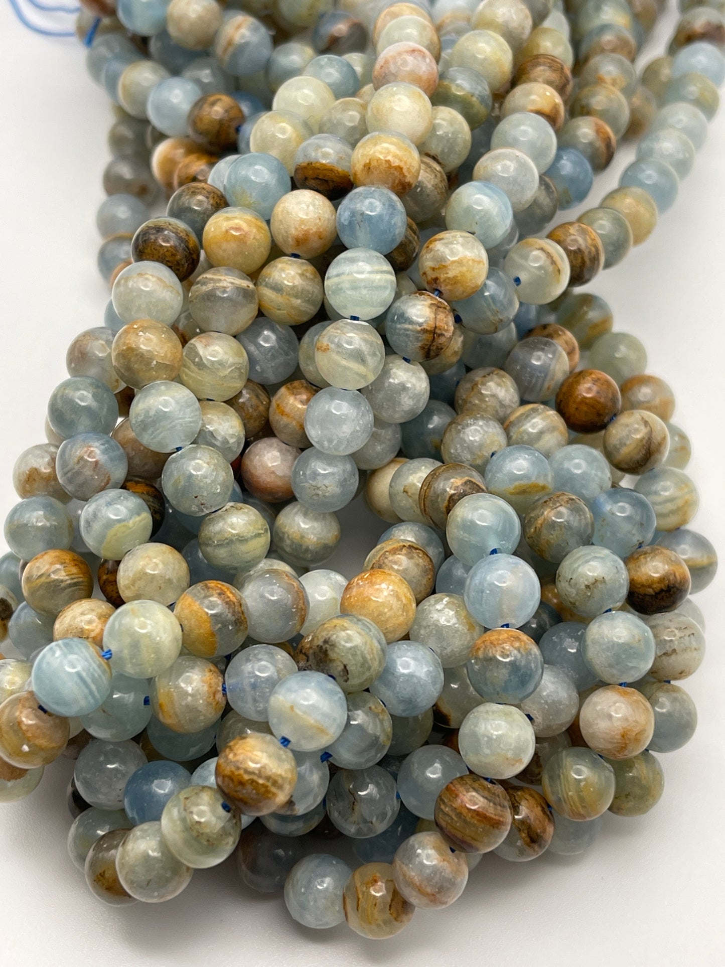 8mm Blue Calcite Rnd Smooth