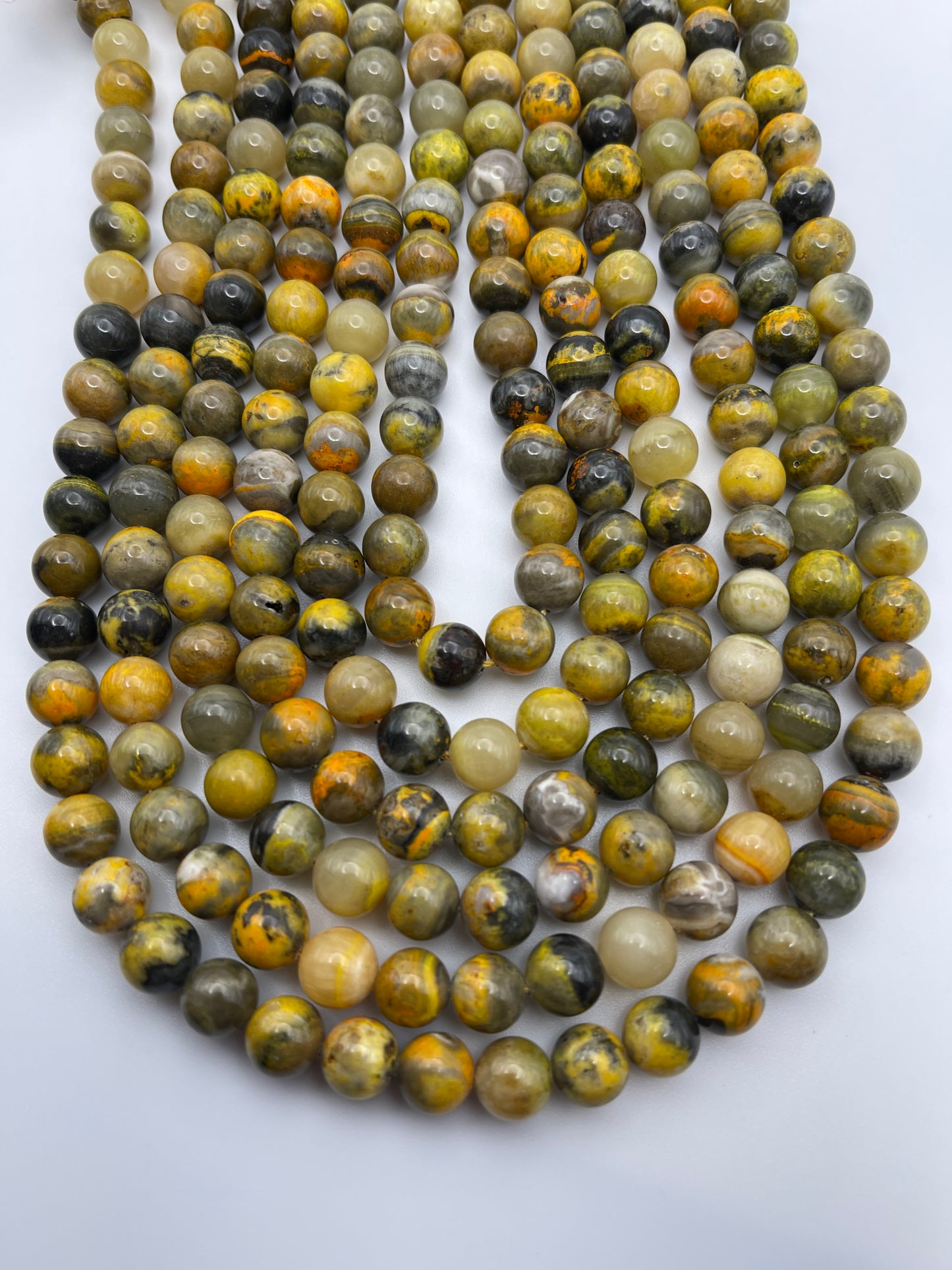 8mm Bumble Bee Jasper Round Smooth