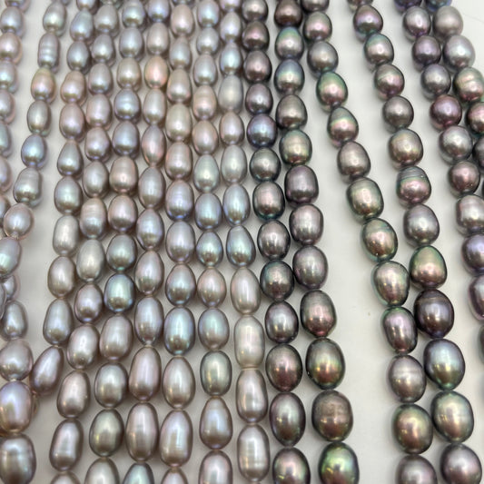 6mm Peacock Rice Pearl smooth Strand
