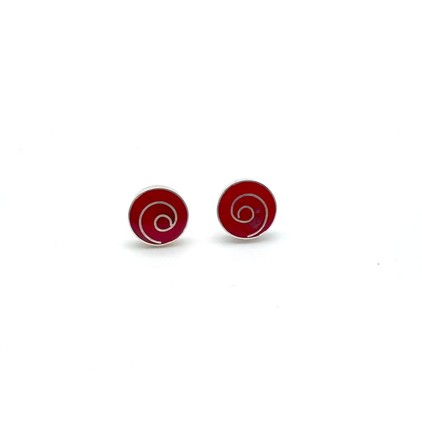 Inlay Spiral Earrings Peruvian Silver