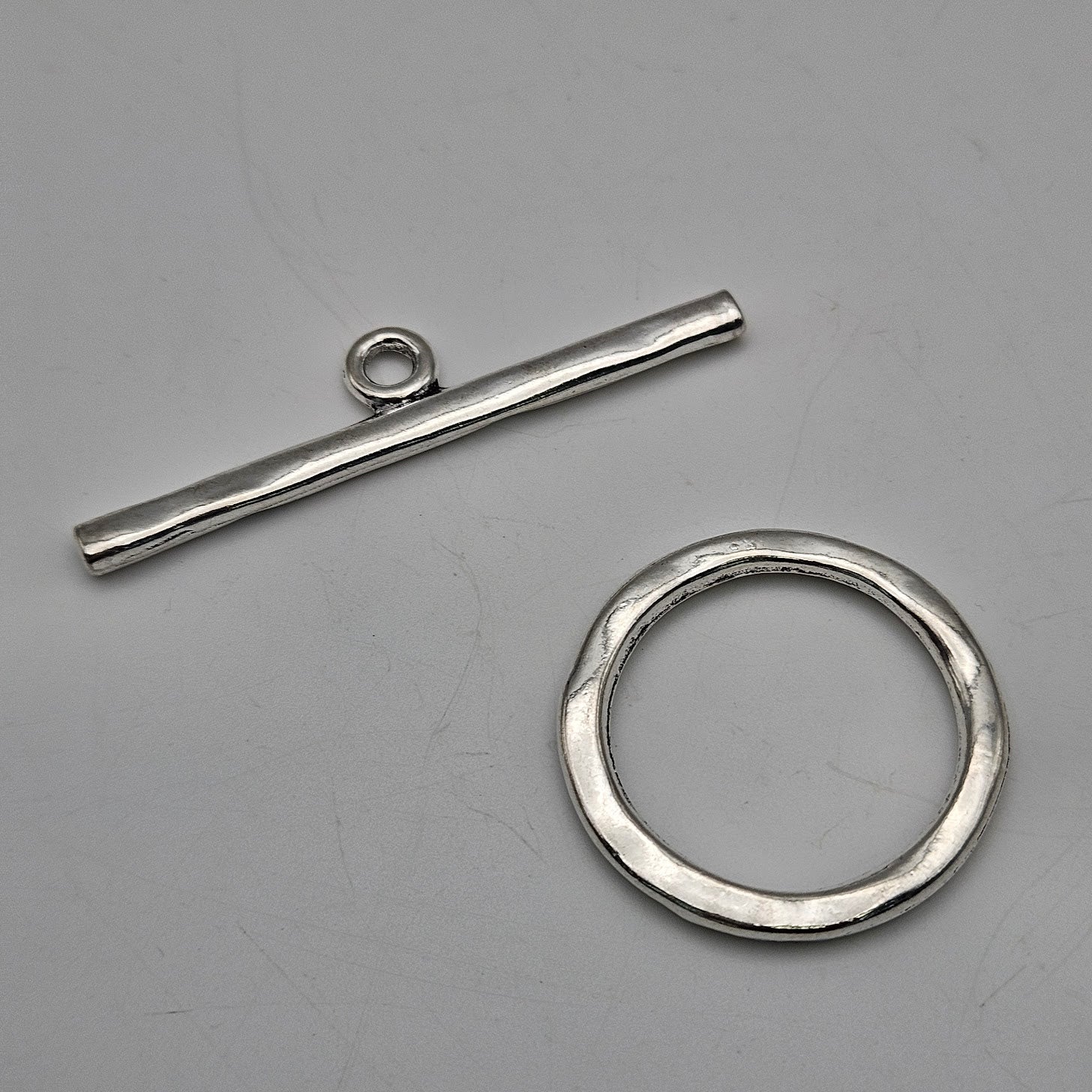 1 and 2in Large Silver Colored Pewter Toggle.