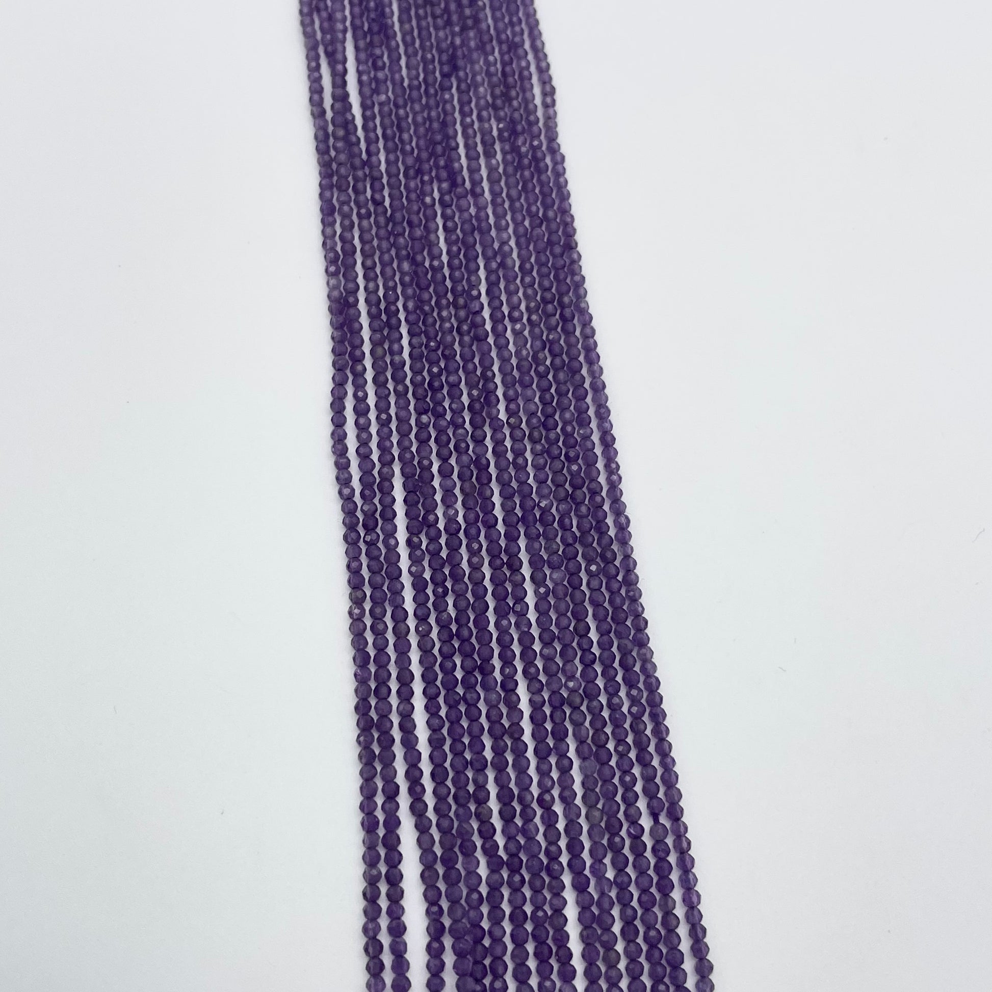 1.5mm Amethyst Round Faceted Bead Strand.