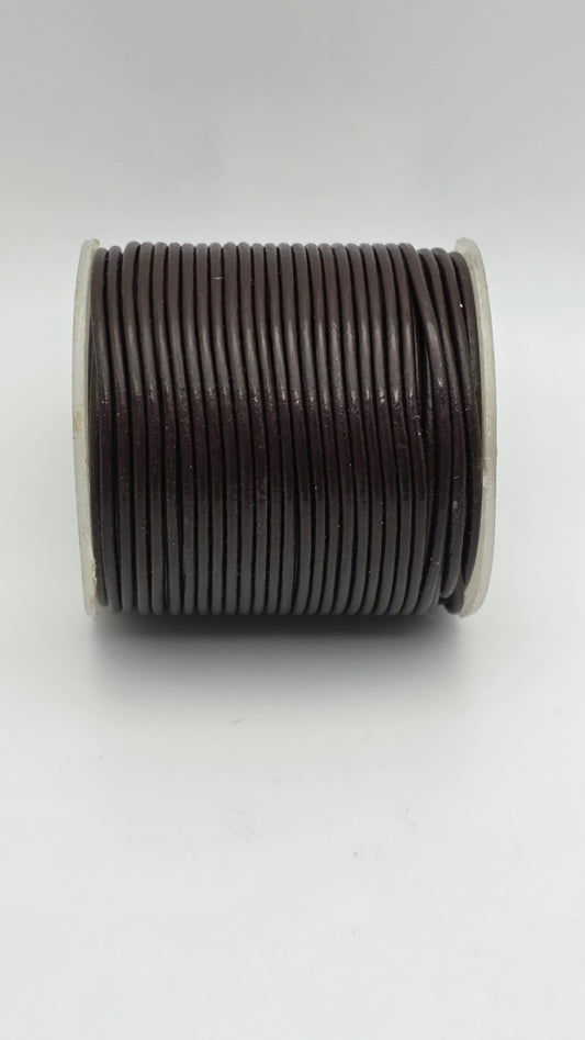1.5mm Round Indian Leather Brown 25m PER SPOOL.