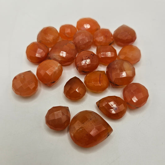 10-18mm Faceted Carnelian Top Drill Single Bead.