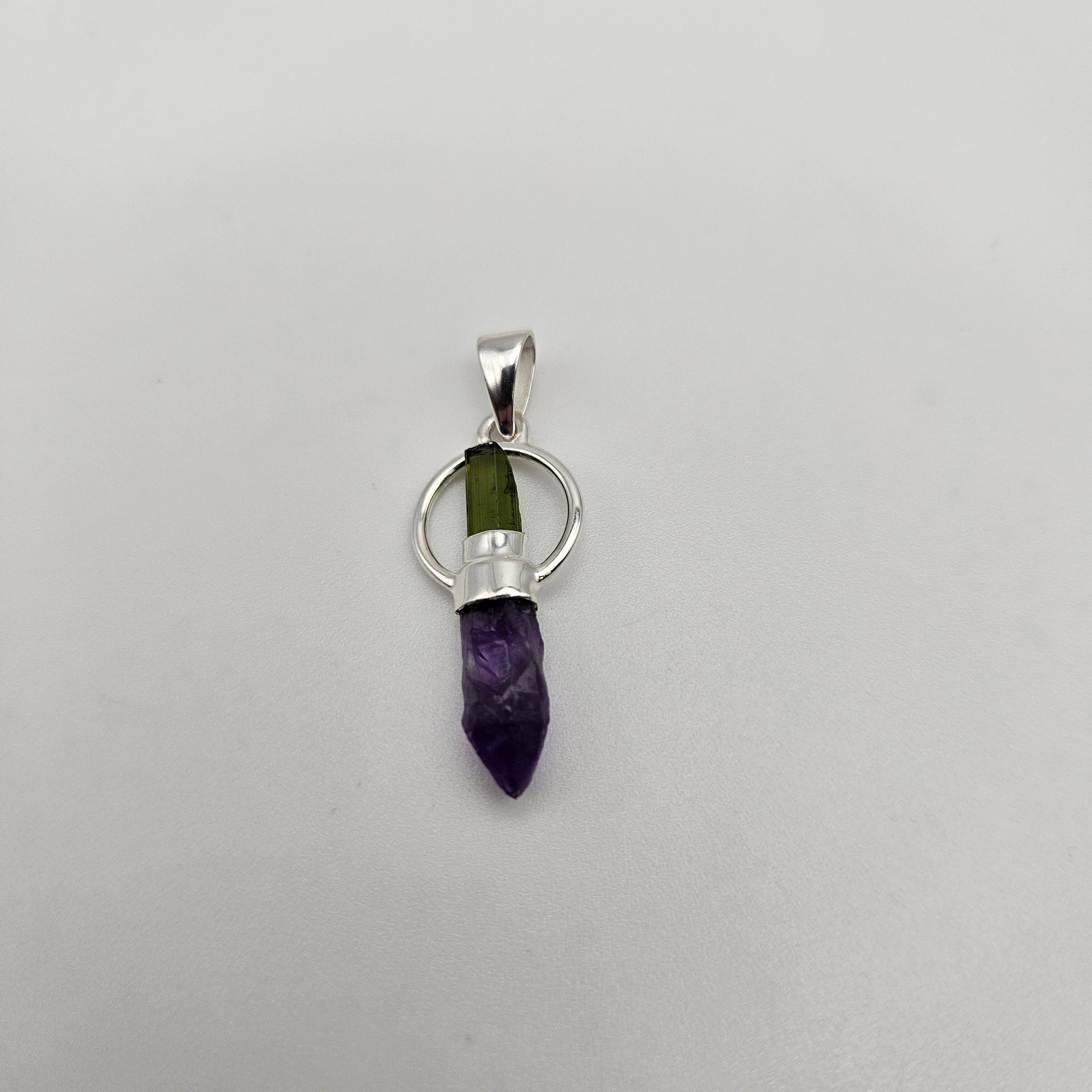 Sterling Silver Round Rough 2 Stone Pendant
