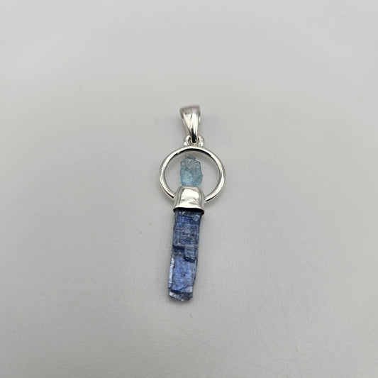 Sterling Silver Round Rough 2 Stone Pendant