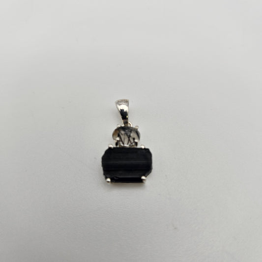 Sterling Silver 2 Stone Raw Pendant