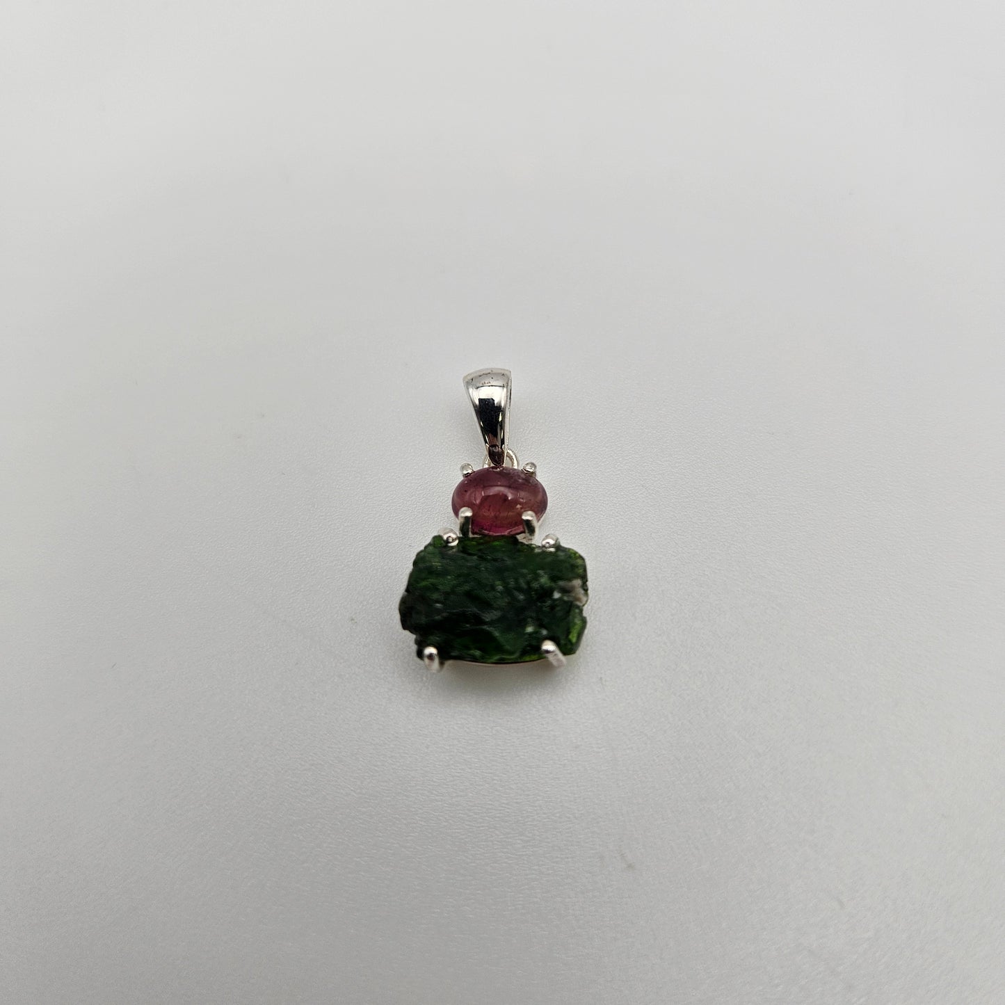 Sterling Silver 2 Stone Raw Pendant