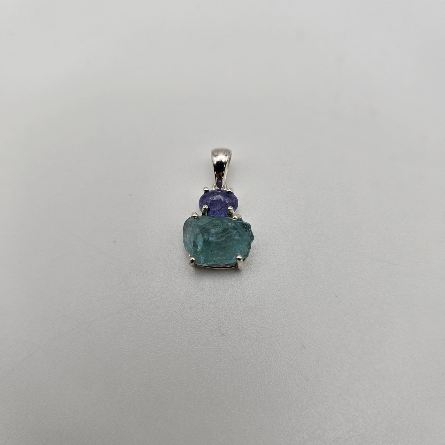 Sterling Silver 2 Stone Raw Pendant