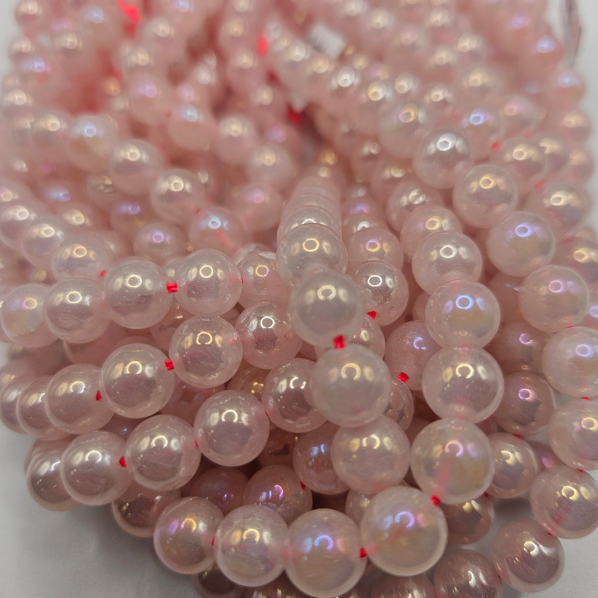 10mm Aura Rose Quartz Bead Strand.