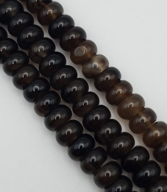 10mm Black Agate Rondelle Bead Strand.