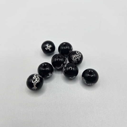 10mm Black Dragon Round Bead.