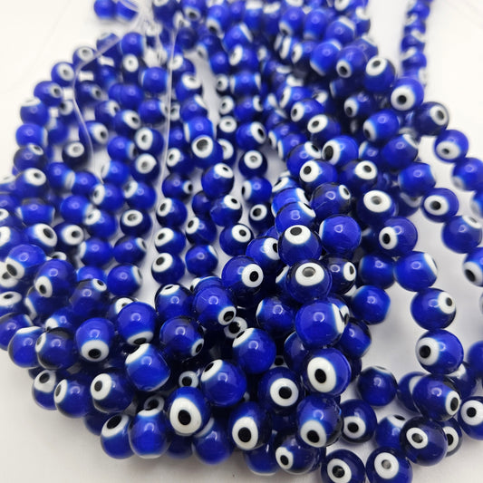 10mm Blue Evil Eye Bead Strand.
