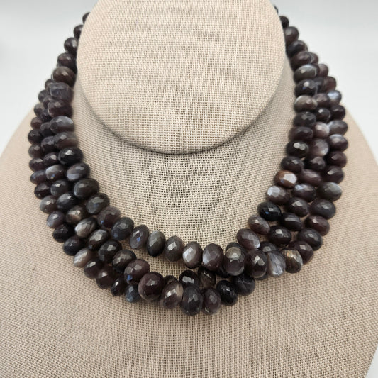 10mm Brown Moonstone Faceted Rondelle Bead Strand.