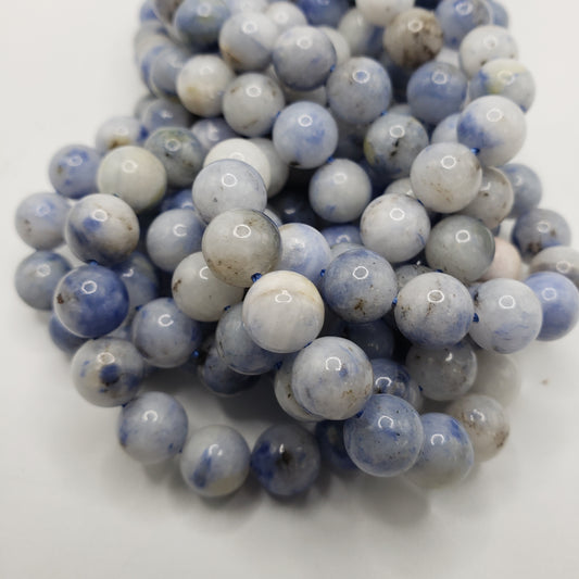 10mm Dumortierite In Quartz Bead Strand.