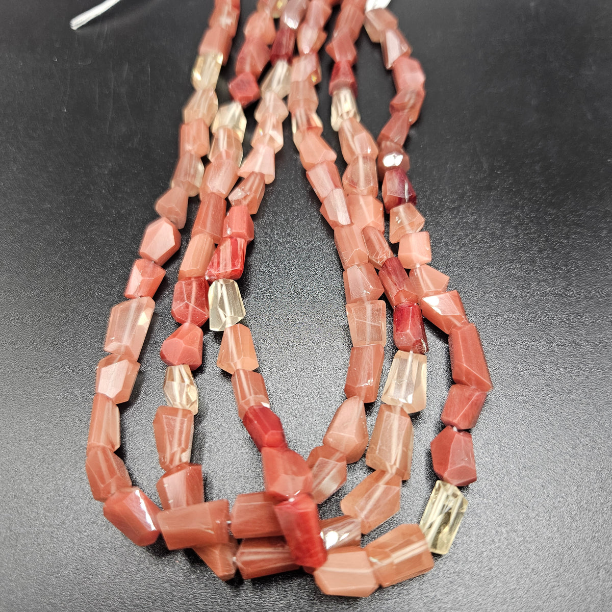 10mm Faceted Andesine Chunk Bead Strand.