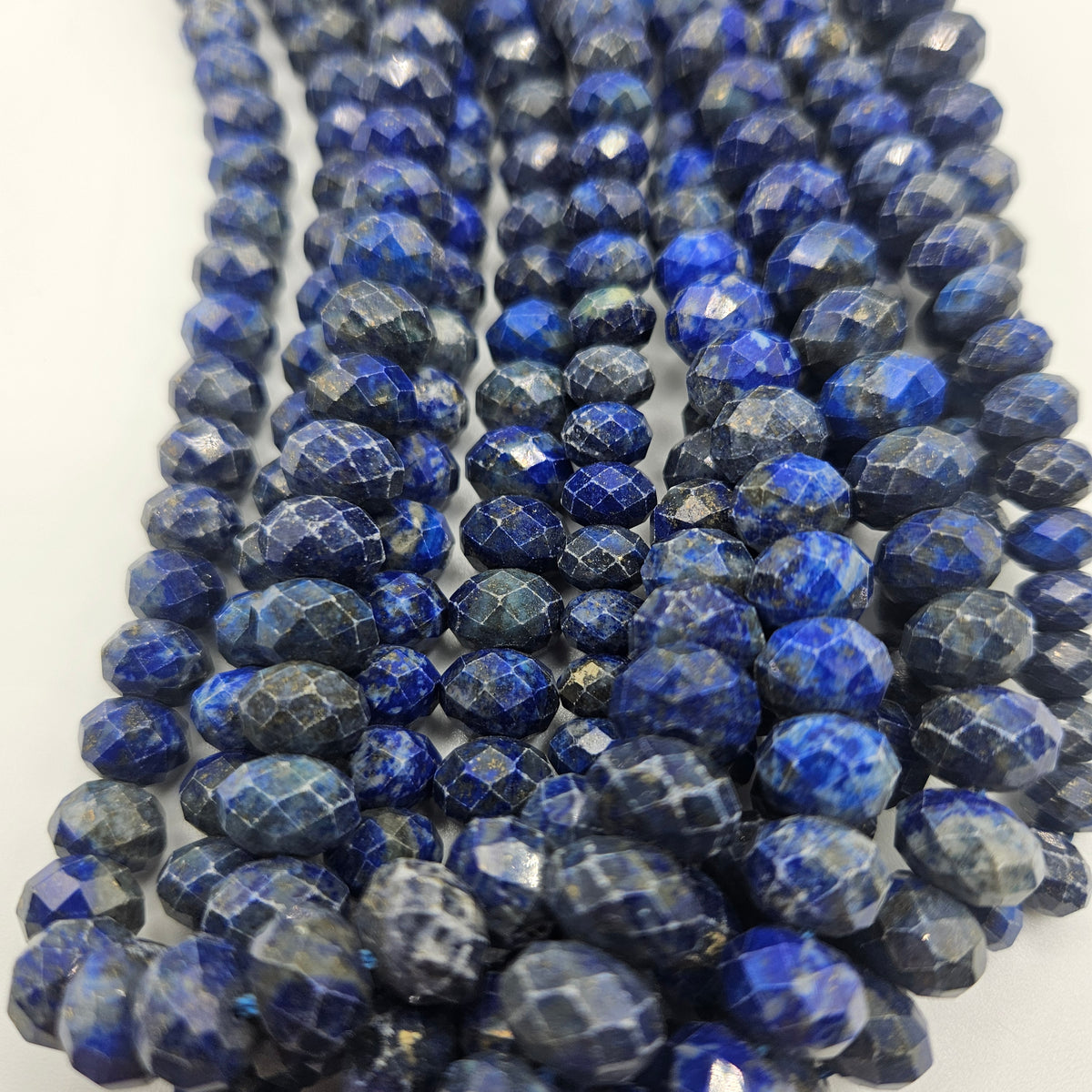 10mm Faceted Lapis Lazuli Rondelle Bead Strand.