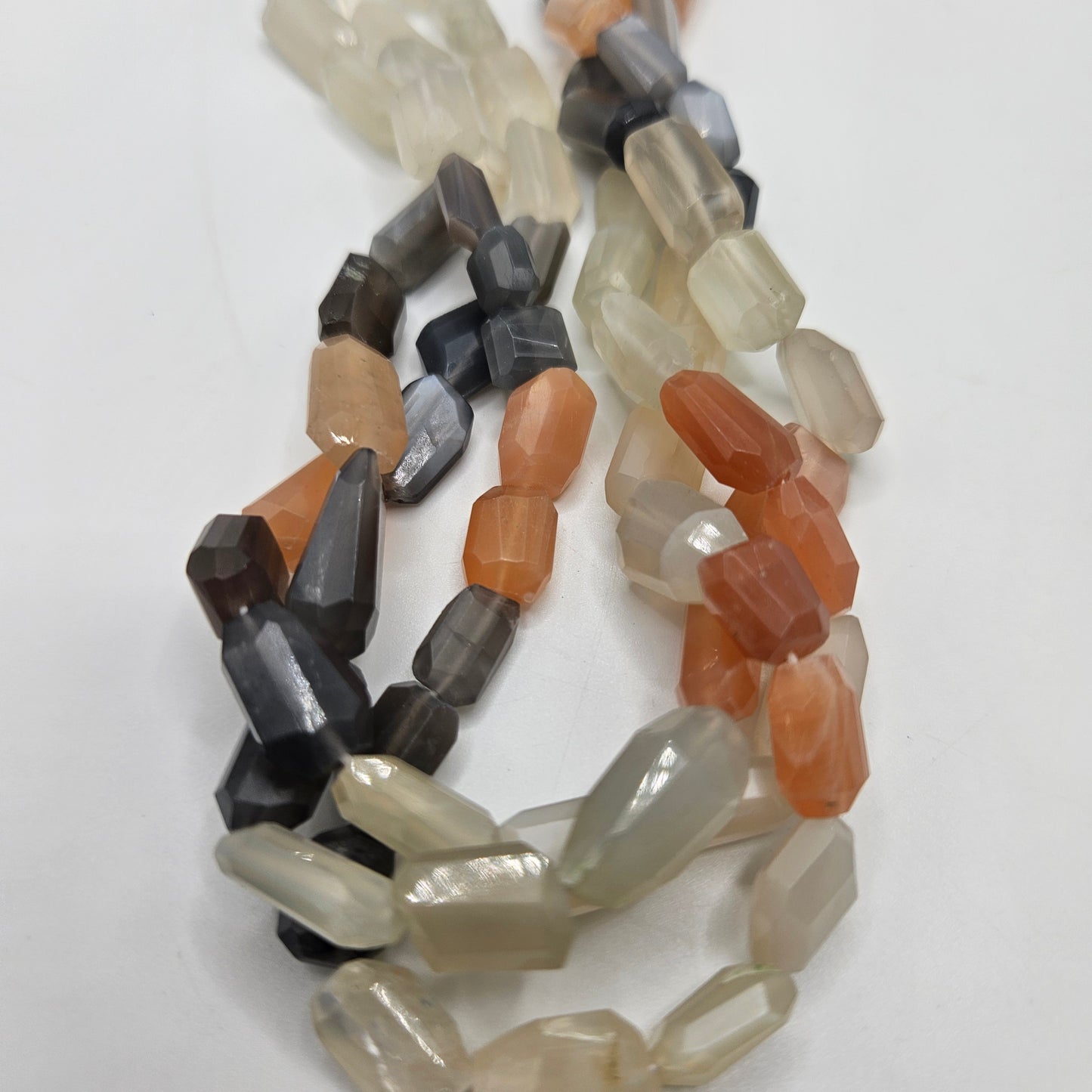10mm Faceted Multi-Color Moonstone Bead Strand.