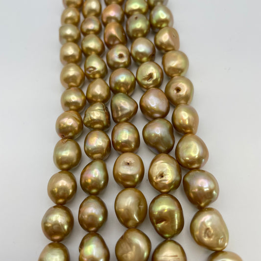 10mm Gold Pearl Nugget Beads.