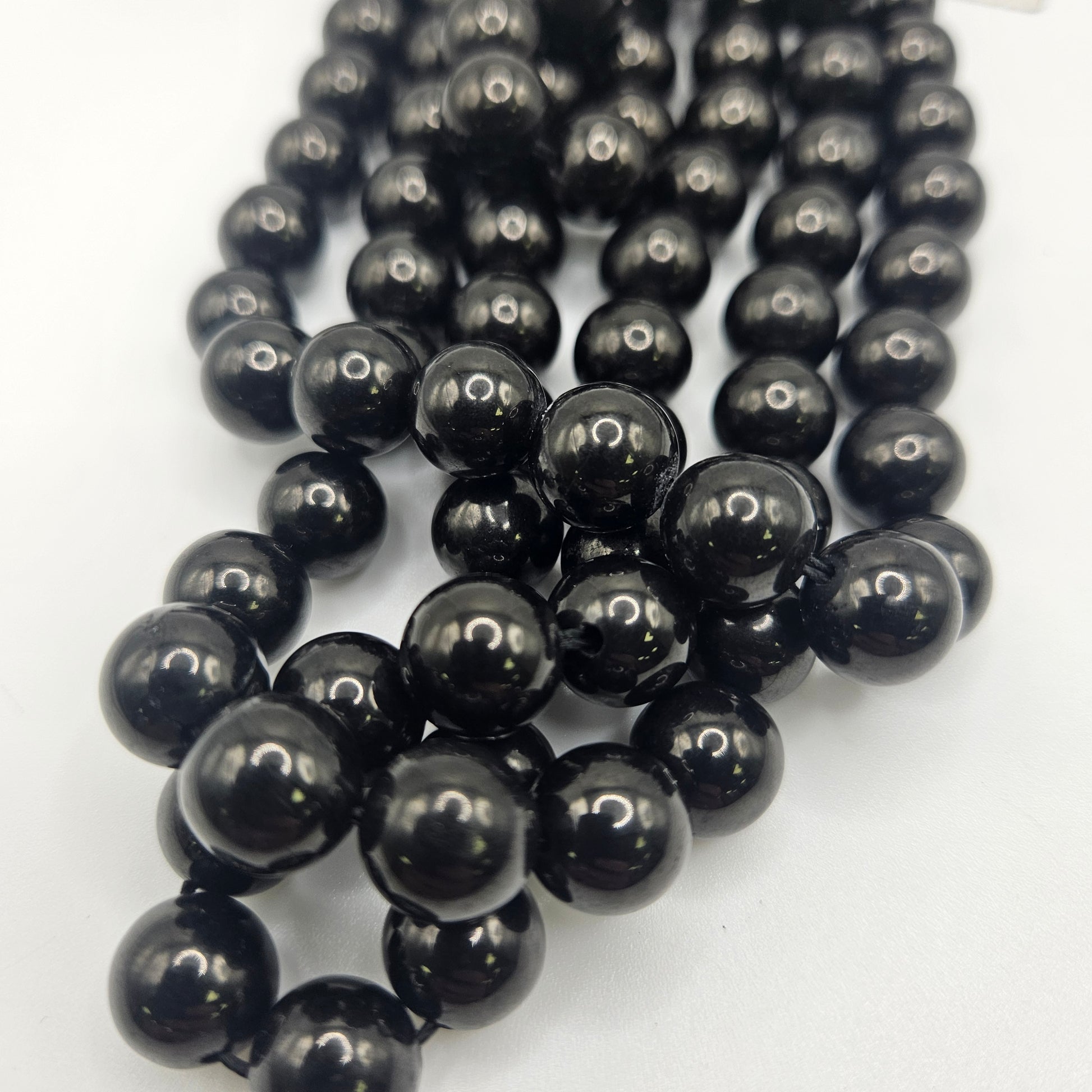10mm Jet Round Bead Strand.
