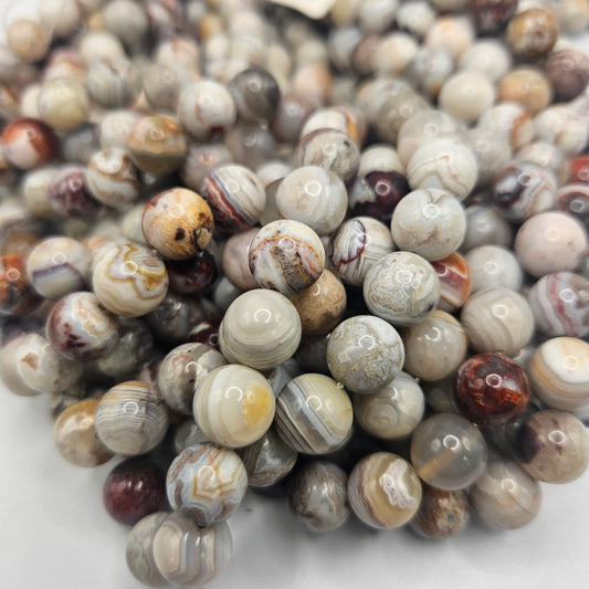 10mm Laguna Lace Agate Round Bead Strand.