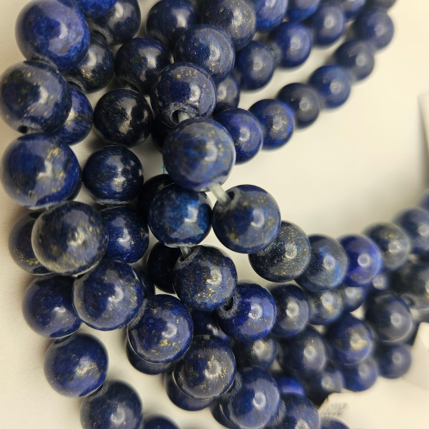 10mm Lapis Lazuli Large Hole Round Bead Strand.