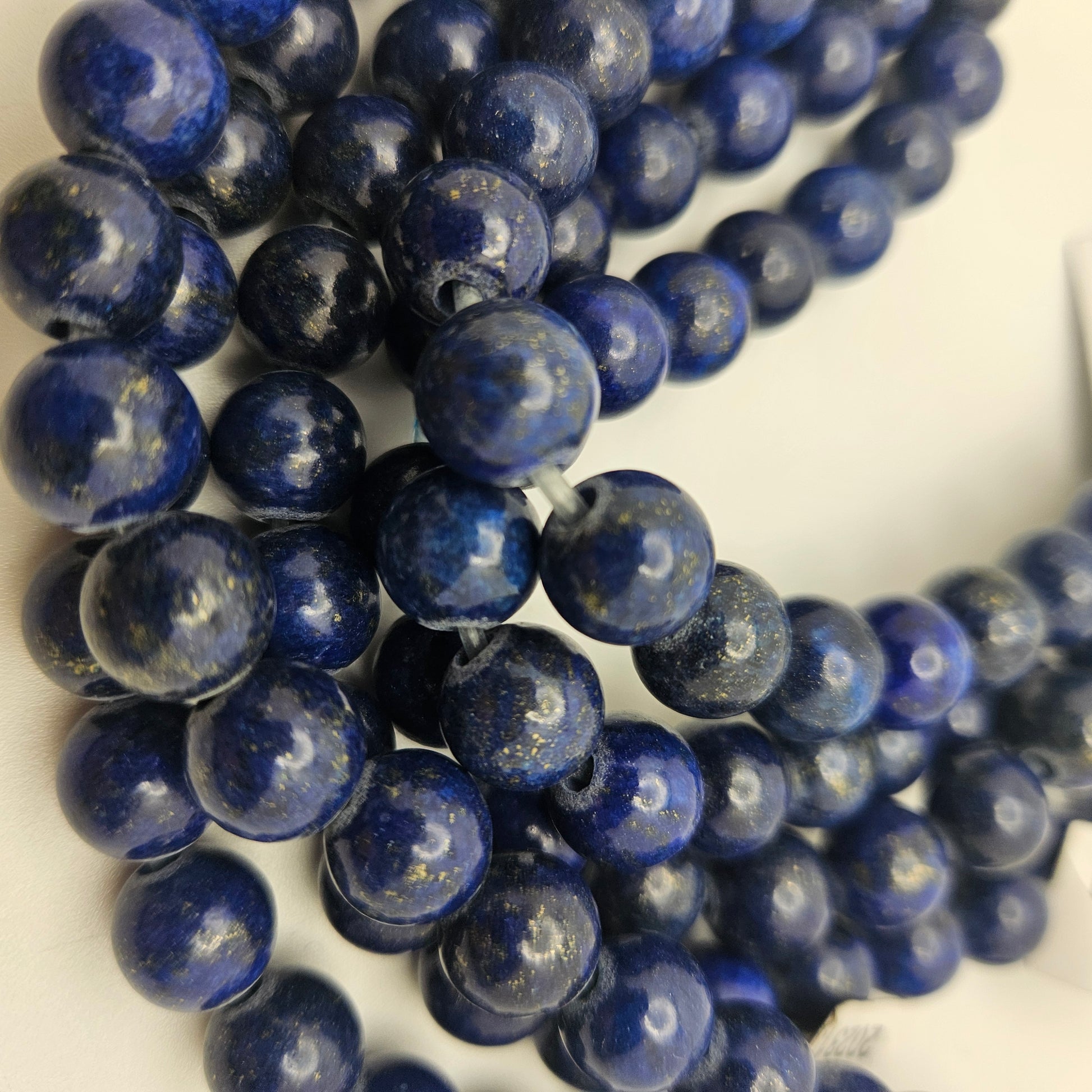 10mm Lapis Lazuli Large Hole Round Bead Strand.