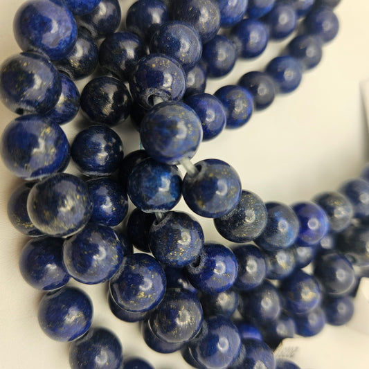 10mm Lapis Lazuli Large Hole Round Bead Strand.