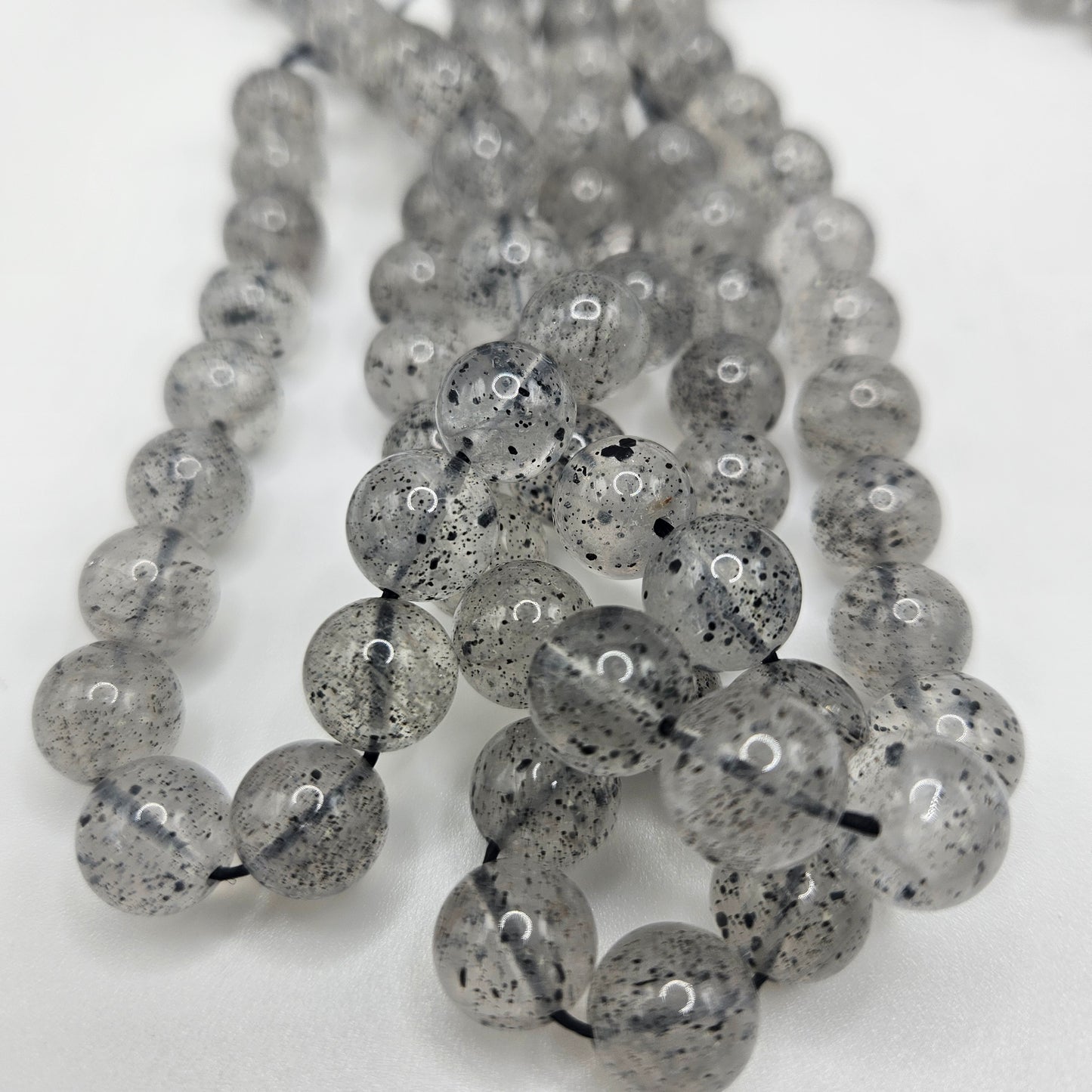 10mm Mica in Quartz Round Bead Strand.
