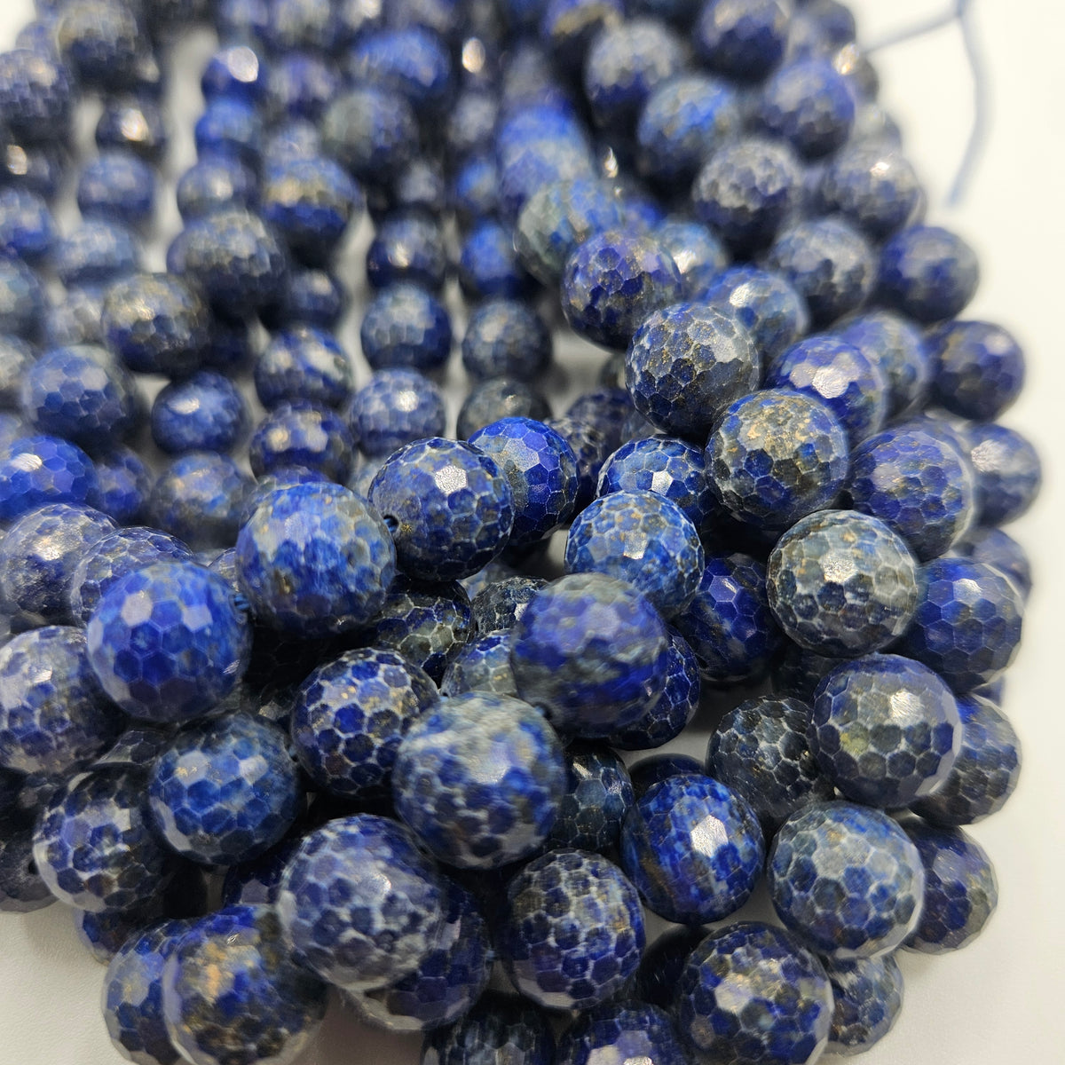 10mm Micro Faceted Lapis Lazuli Bead Strand.