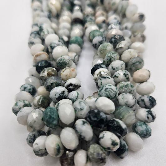 10mm Moss Agate Faceted Rondelle Bead Strand.