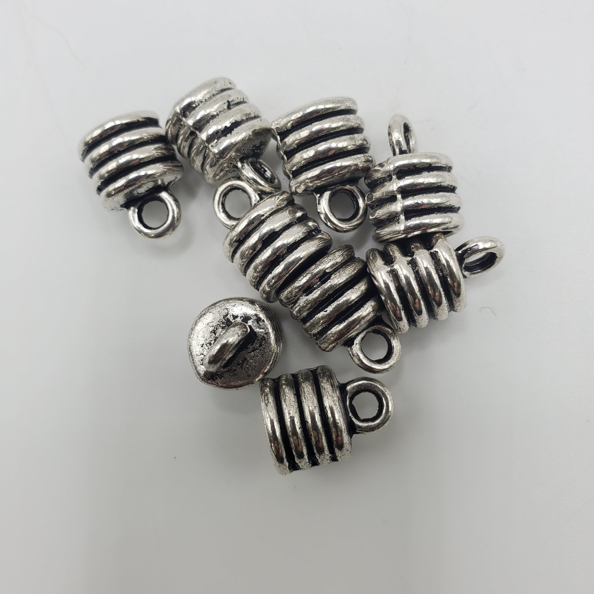 10mm Pewter Ringed Tube End Cap, 8mm inner.