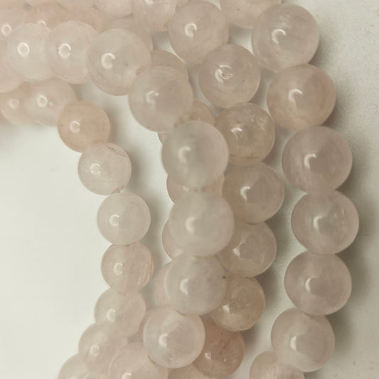 10mm Rose Quartz Large Hole Round Bead Strand.