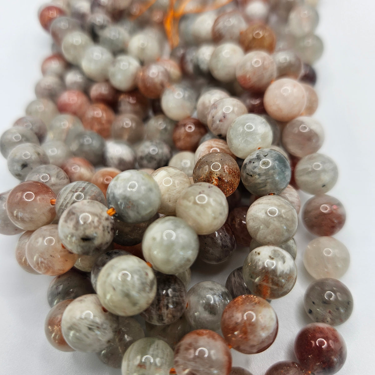 10mm Sunstone with Moonstone Bead Strand.