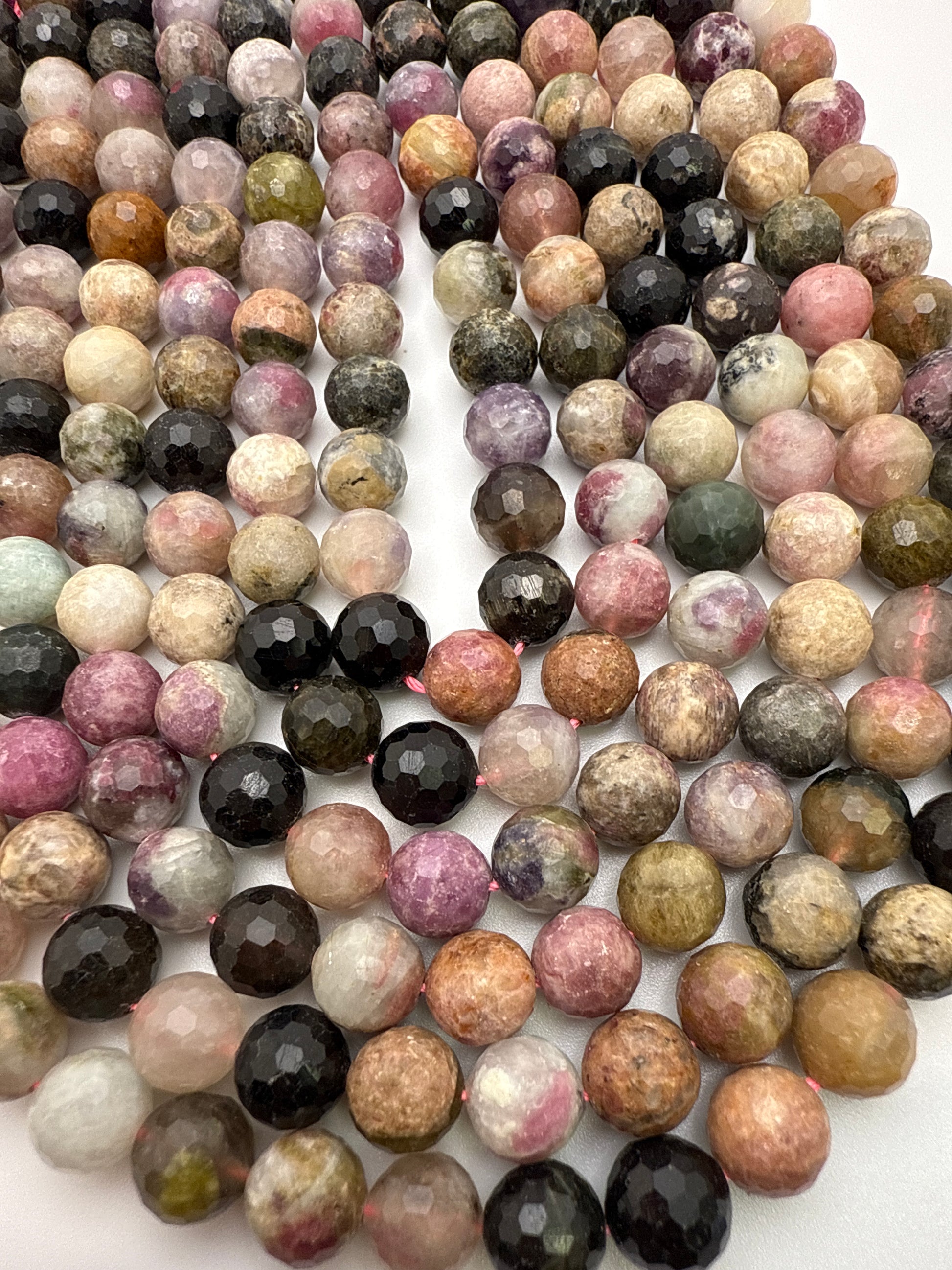 10mm Watermelon Tourmaline Faceted Round.