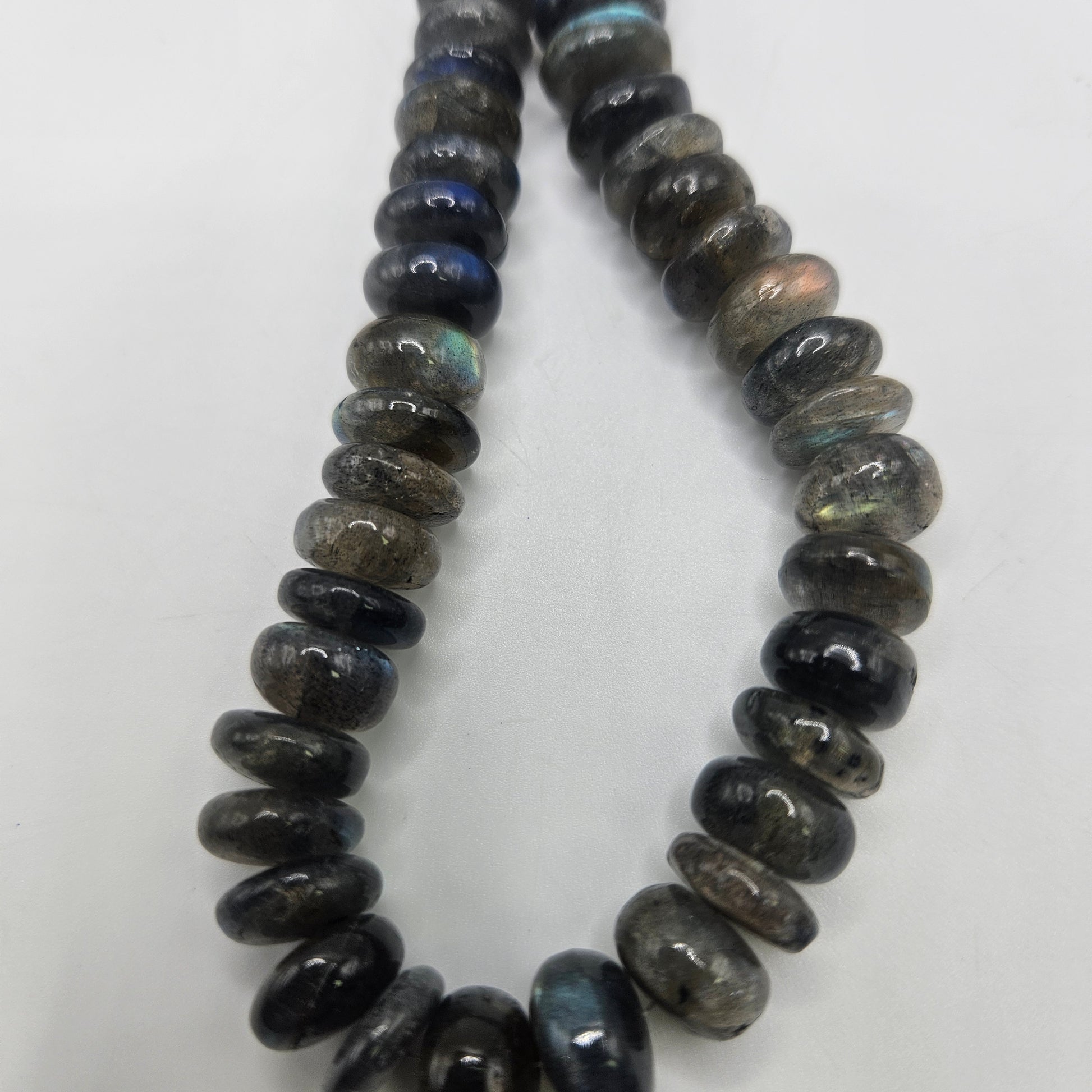 10mm labradorite rondelle smooth bead strand.
