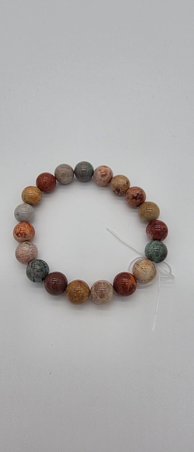 11mm Petrified Wood Stretch Bracelet.
