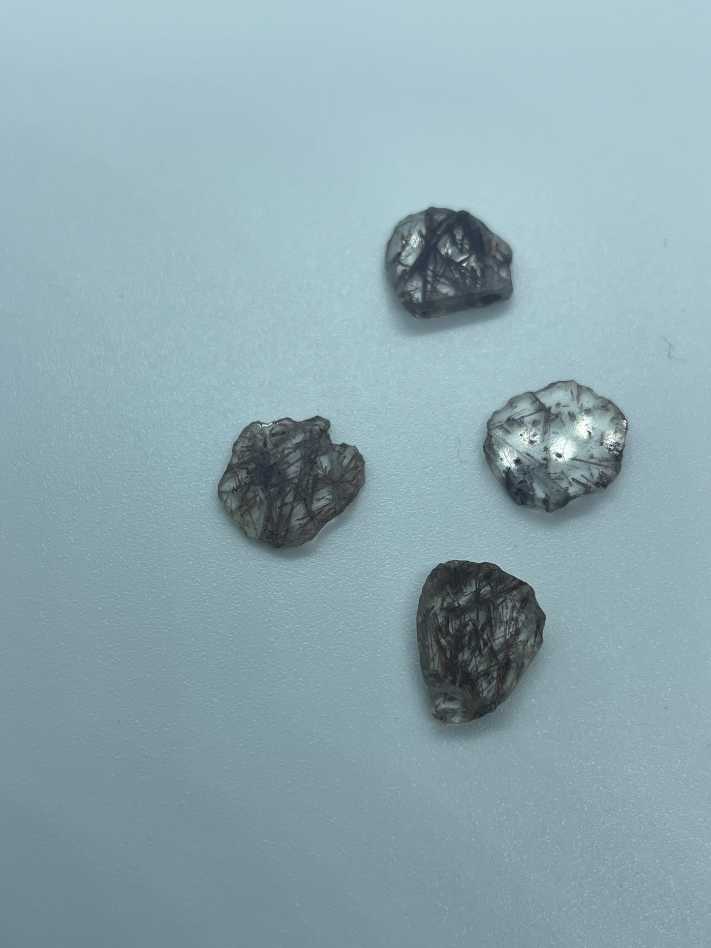 11mm Rutilated Lodolite Rough Slice Single Bead.