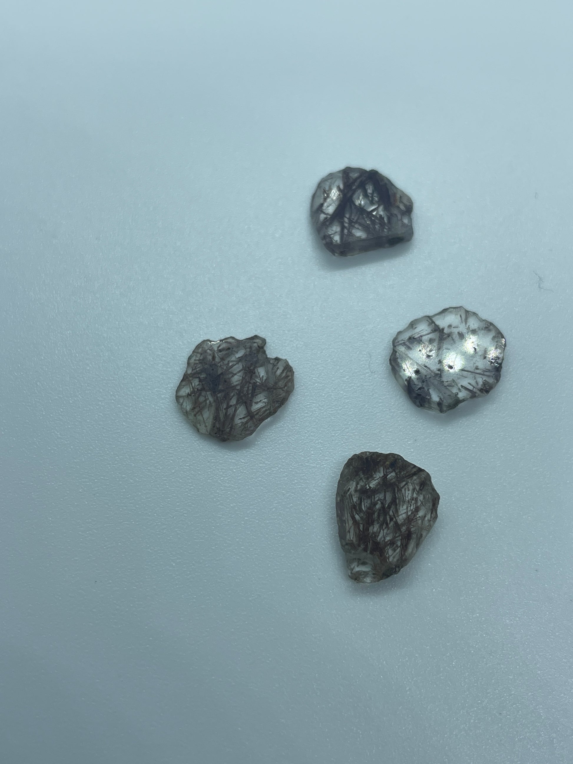 11mm Rutilated Lodolite Rough Slice Single Bead.