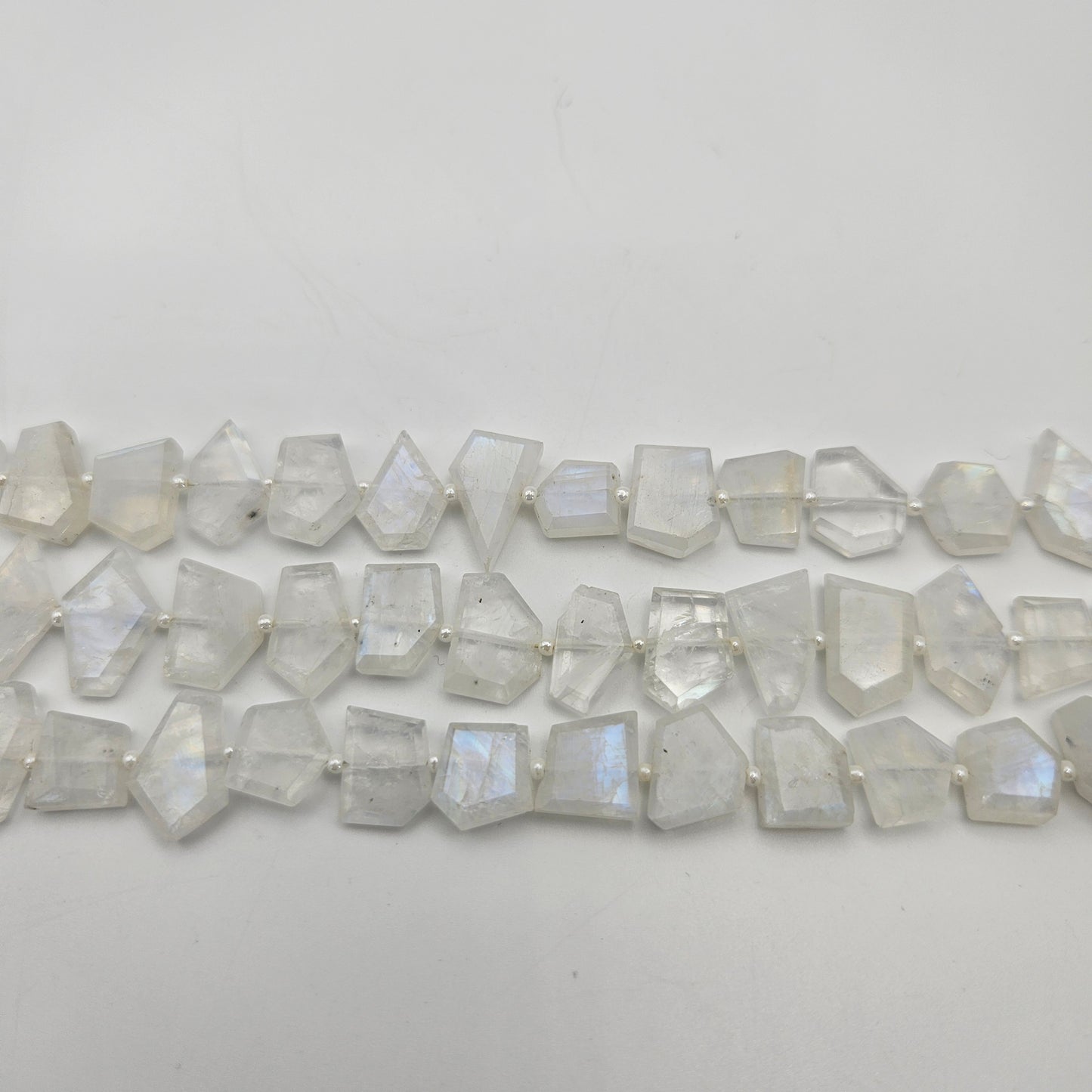 12-14mm Faceted Moonstone Irregular Shape Bead Strand.