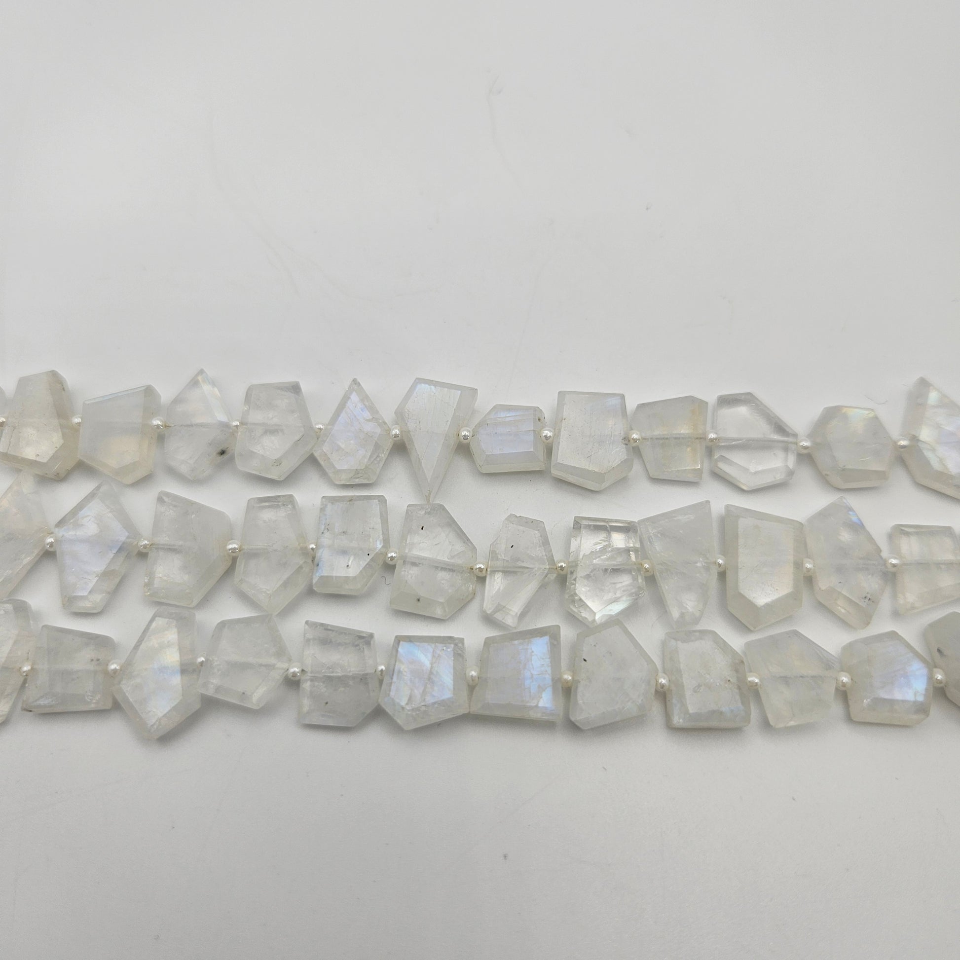 12-14mm Faceted Moonstone Irregular Shape Bead Strand.