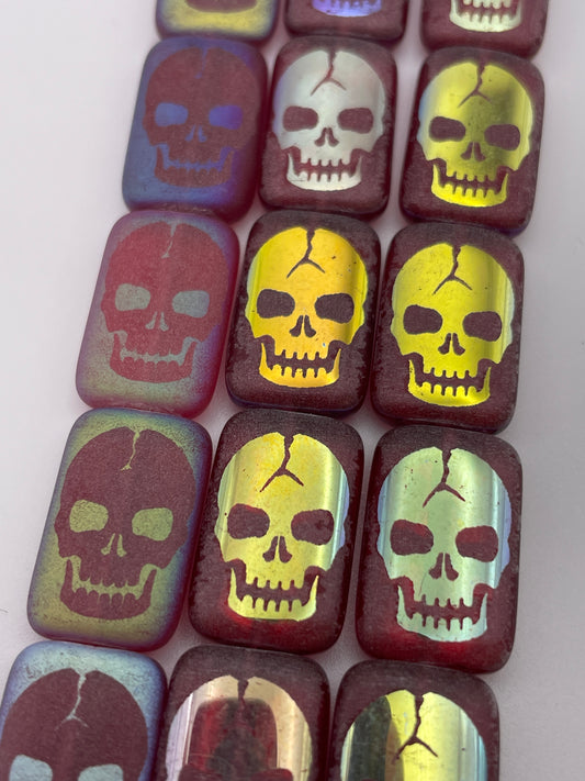 12x18mm Skull Czech Bead Strand.