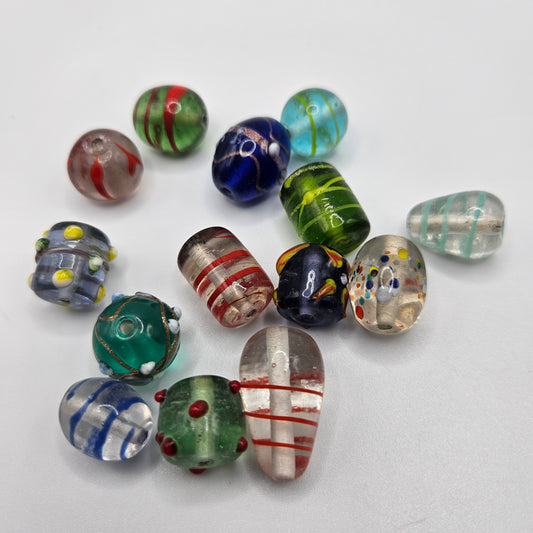 12mm-14mm Assorted Lampwork Beads.