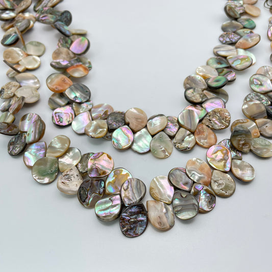 12mm Abalone Top Drill Flat Bead Strand.