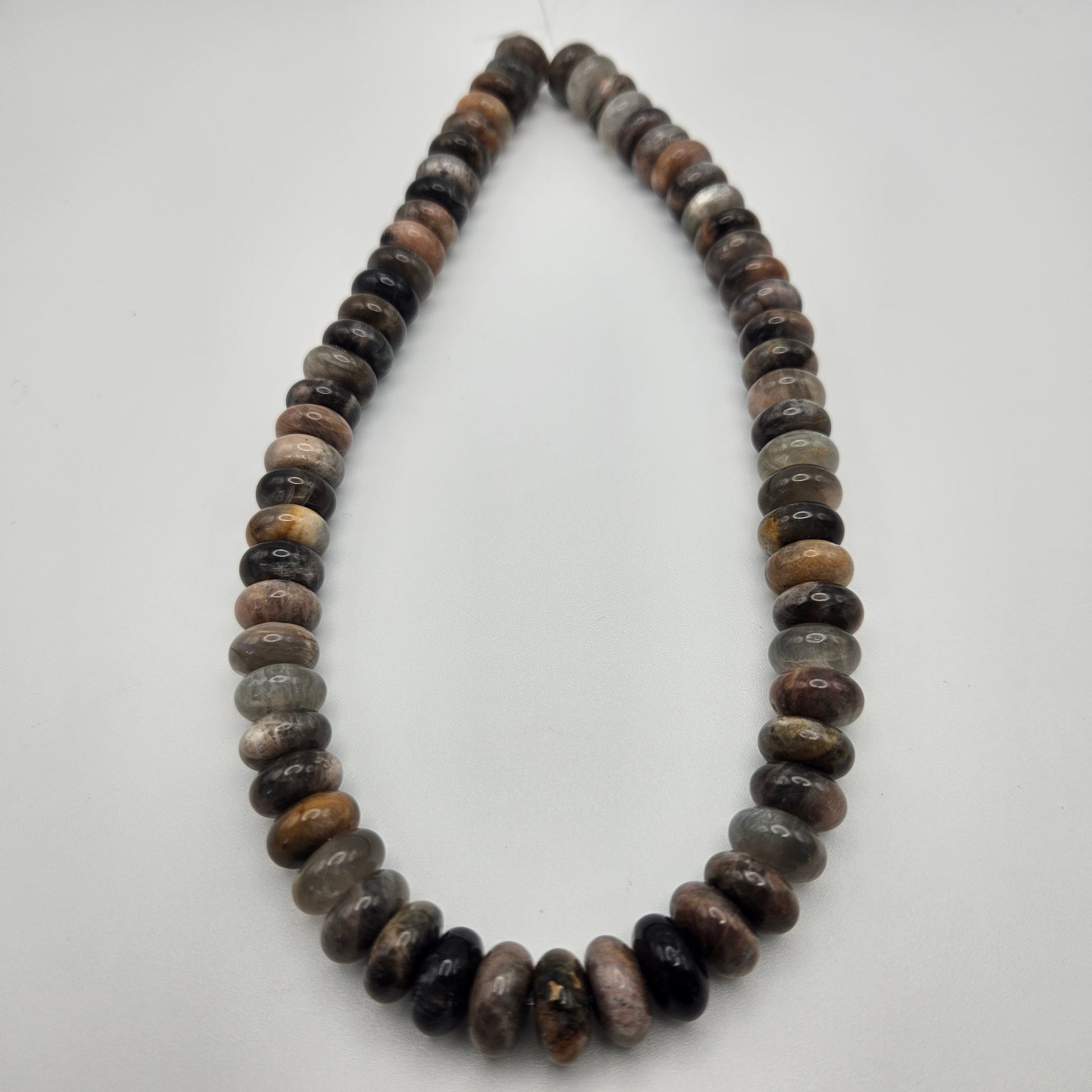 12mm Brown Moonstone Rondelle Bead Strand.