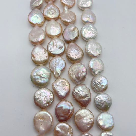 12mm Coin Pearl Pink Strand.